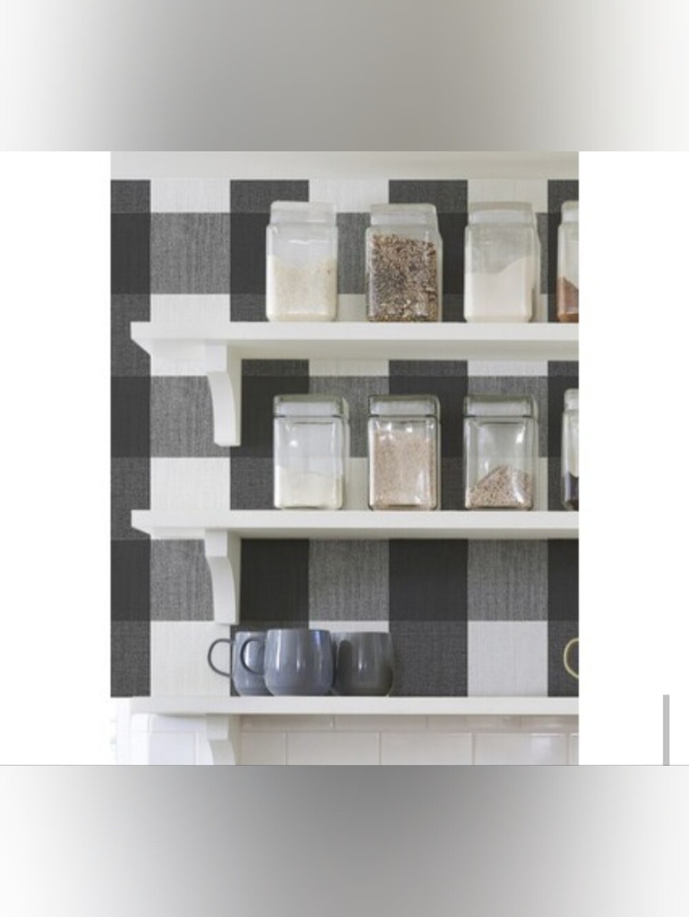 New NuWallpaper Charcoal Buffalo Plaid Plaid Black Peel & Stick Wallpaper